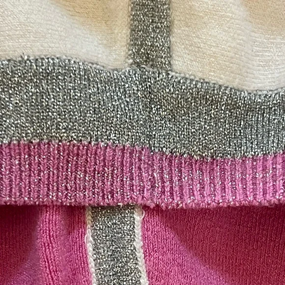 Bebe SPORT NWT White Pink Silver V-Neck Hoodie Long Sleeve Stretch Top Sz S - Picture 10 of 17